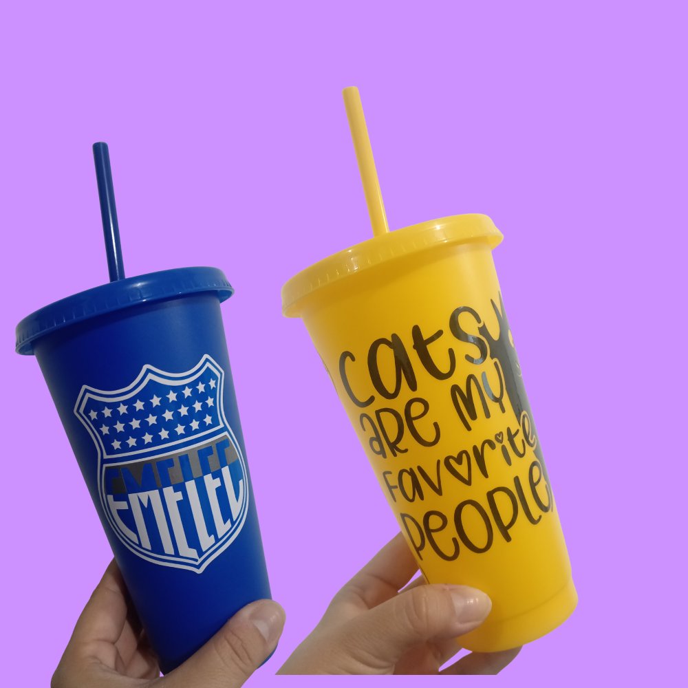 Vasos plásticos con vinil 24 oz